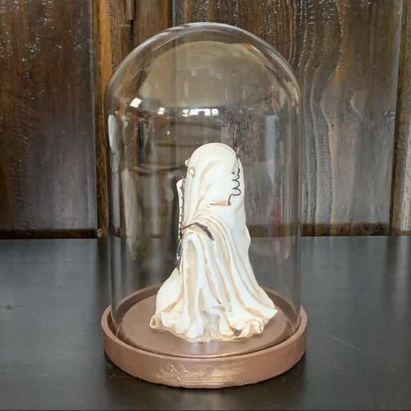 HTF - Glass Dome Ghost Cloche Light Up Halloween Decor - Boo Bats - Picture 12 of 13